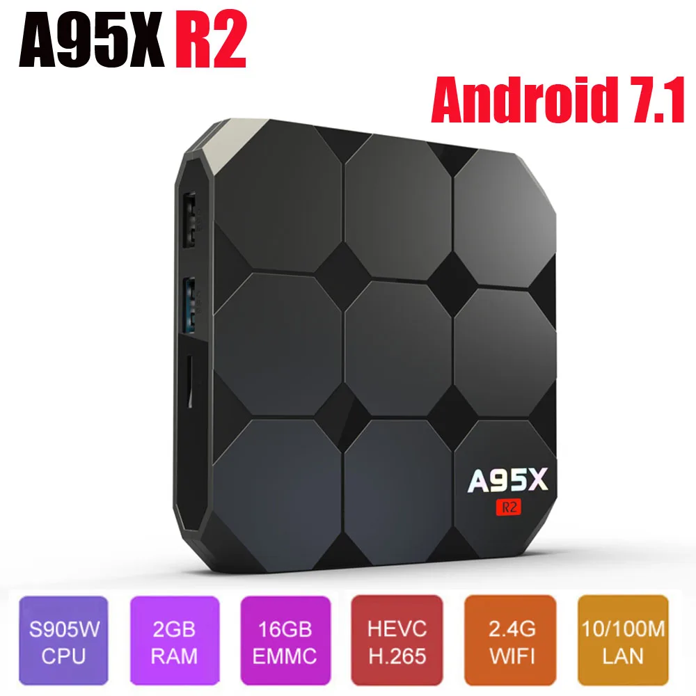 

A95X R2 Android TV Box Amlogic S905W tv box 2GB 16GB Quad Core 2.4G WiFi Media Player Android 7.1 Smart TV Box PK X96 mini Box