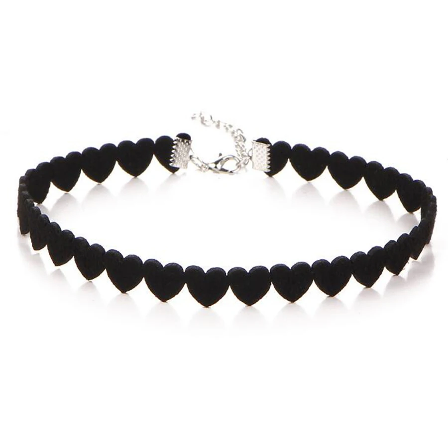 Steampunk Harajuku Hearts Choker Necklaces Black Velvet Chokers Simple