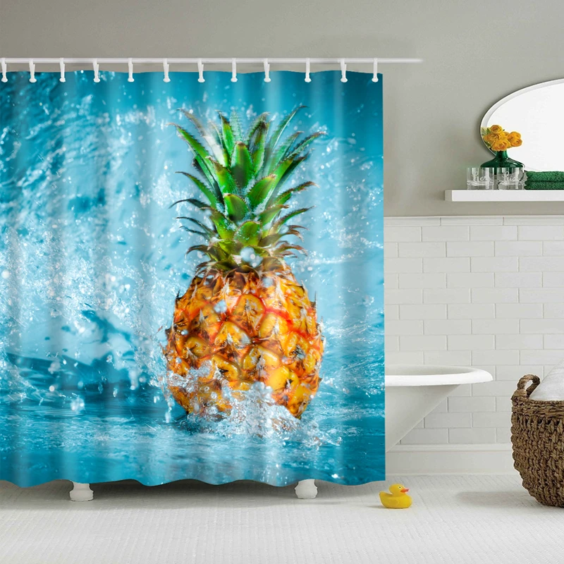 Preise Natürliche Muster Ananas Blume Blatt Polyester Dusche Vorhänge Waschbar Hohe Qualität Bunte vorhänge für bad dusche