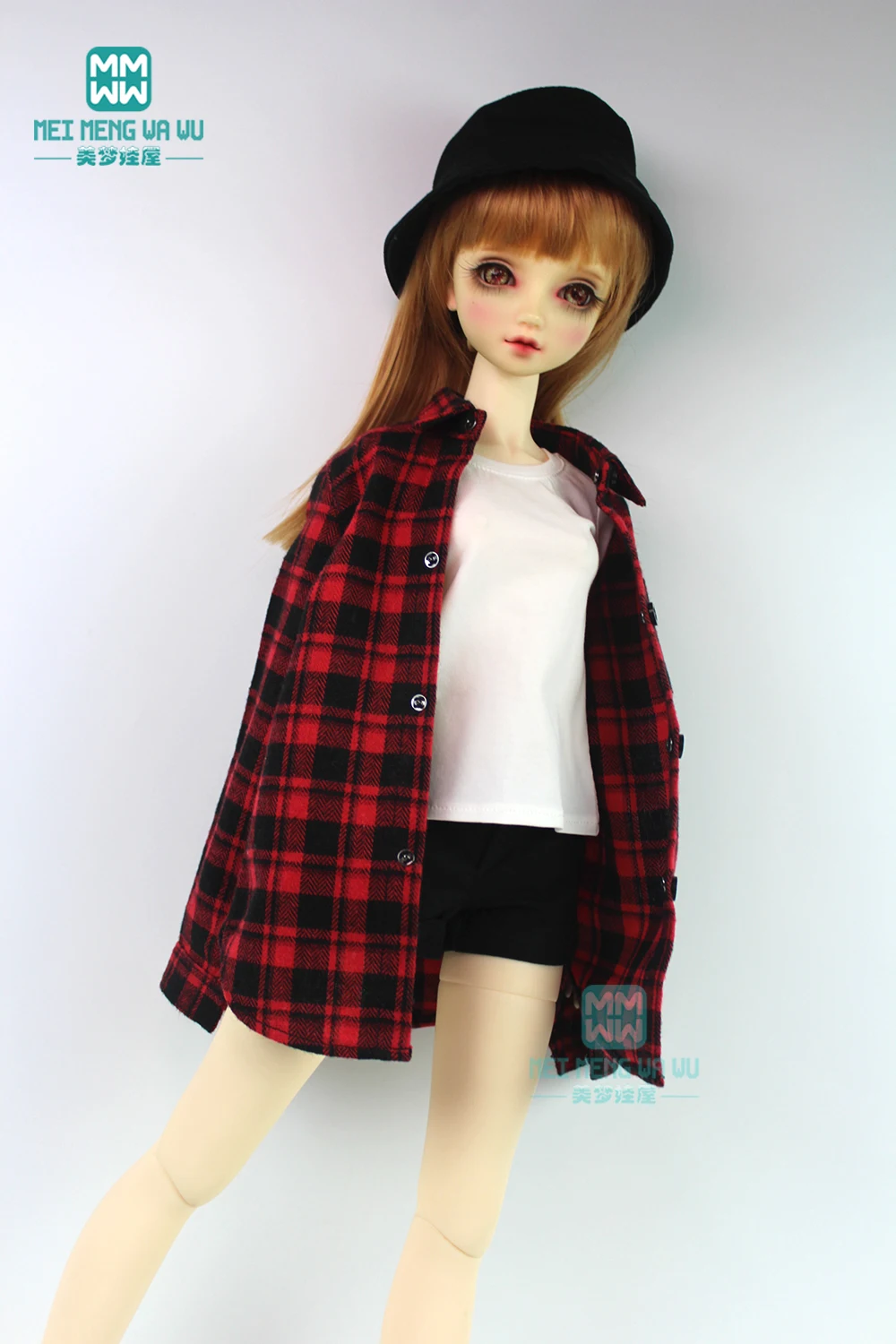 

BJD accessories doll clothes for 1/3 BJD doll fashion T-shirt, plaid shirt, shorts