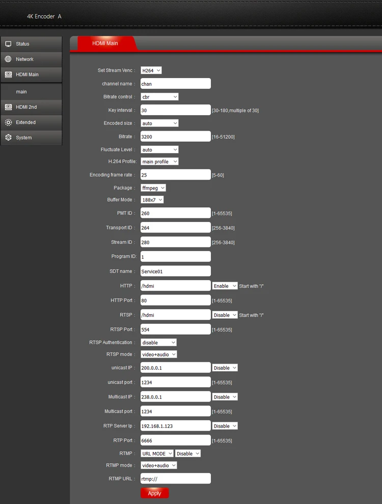 4K Ultra HD HEVC H.265 H.264 HDMI + MIC To IP Video Encoder IPTV Encoder H 265 H 264 Server Support RTSP HTTP UDP HLS RTMP