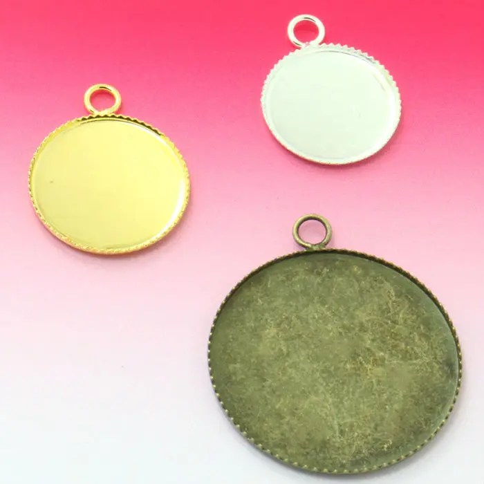 

20pcs 12mm Drop Pendant Blank with Teeth Bezel Setting Tray for Cameo DIY Cabochon,Gold / Silver-Plated/ Antique Bronze