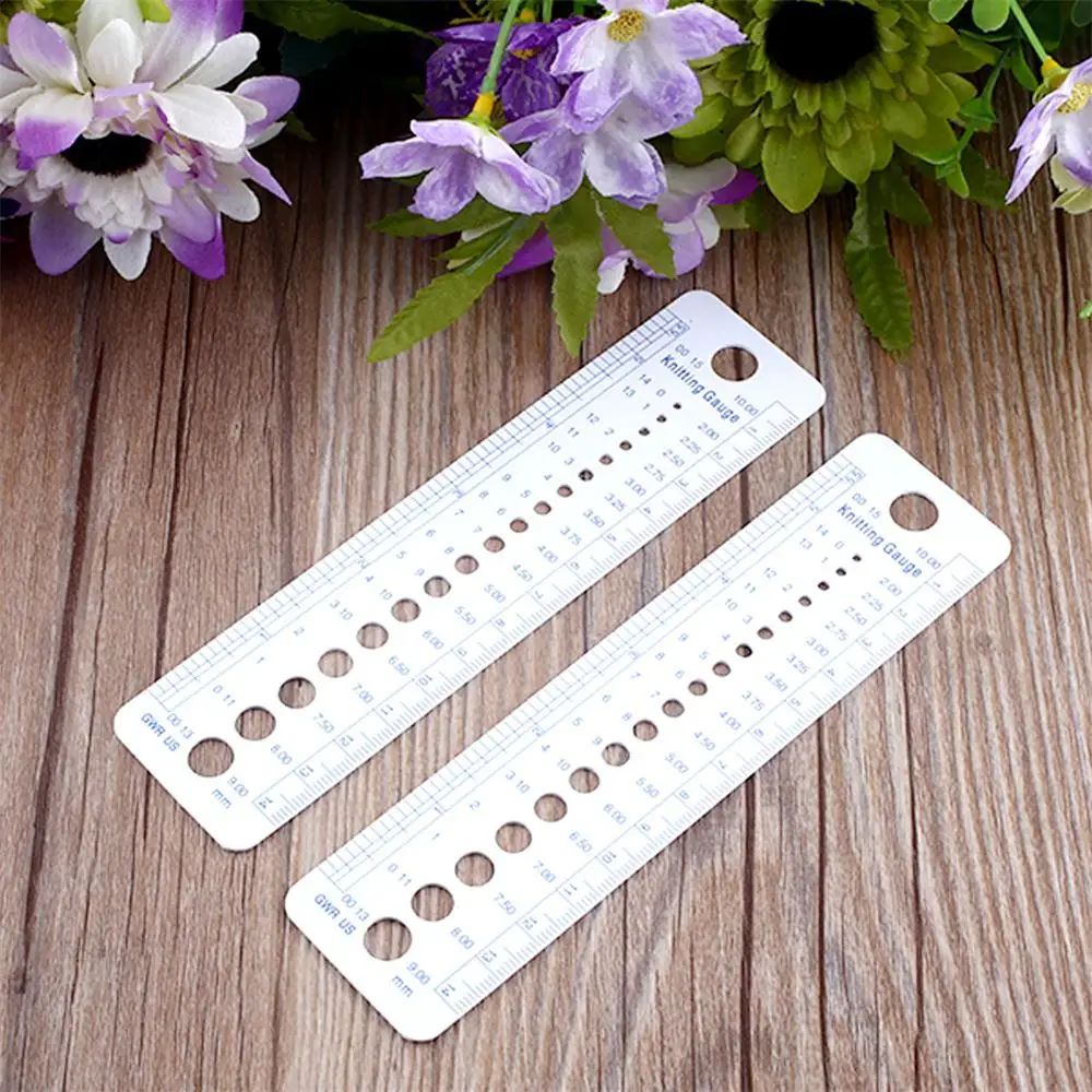 

2pcs Knitting Needle Pin Gauge 2-10mm Measure Metric US UK Size Ruler 14cm Tool Plastic High Quality New