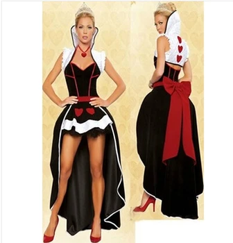 

FREE SHIPPING Queen of hearts Alice in Wonderland Costume Fancy Dress & Tiara Ladies zt8563
