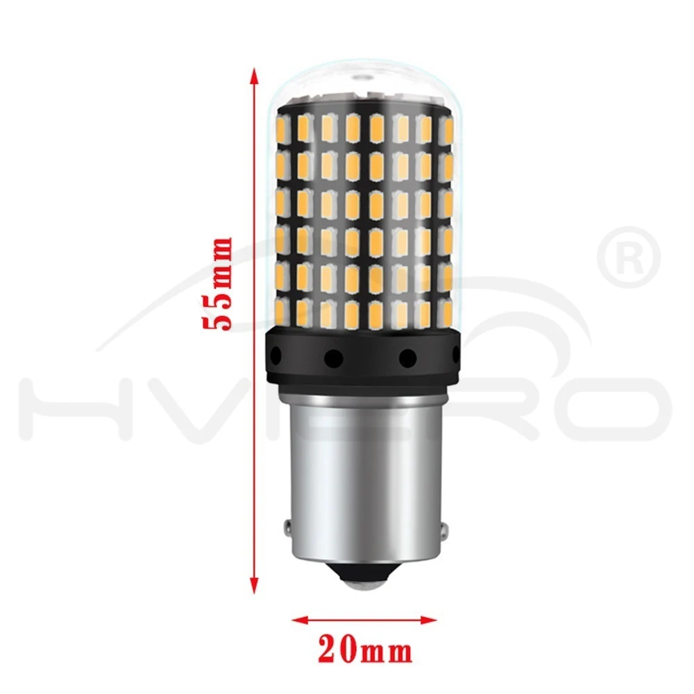 Hviero 2X 1156 1141 1073 7506 BA15S P215W Car Led Tail Bulb Brake Lights Auto Reverse Lamp Daytime Running Light White Yellow DC 12V 24v
