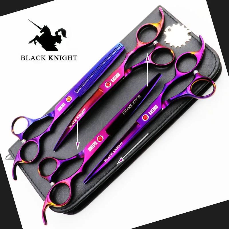 7 дюймов 4 шт. Фиолетовый Салон красоты ножницы для стрижки волос филировочные Парикмахерские ножницы Профессиональные парикмахерские инструменты для укладки набор - Цвет: 1 set