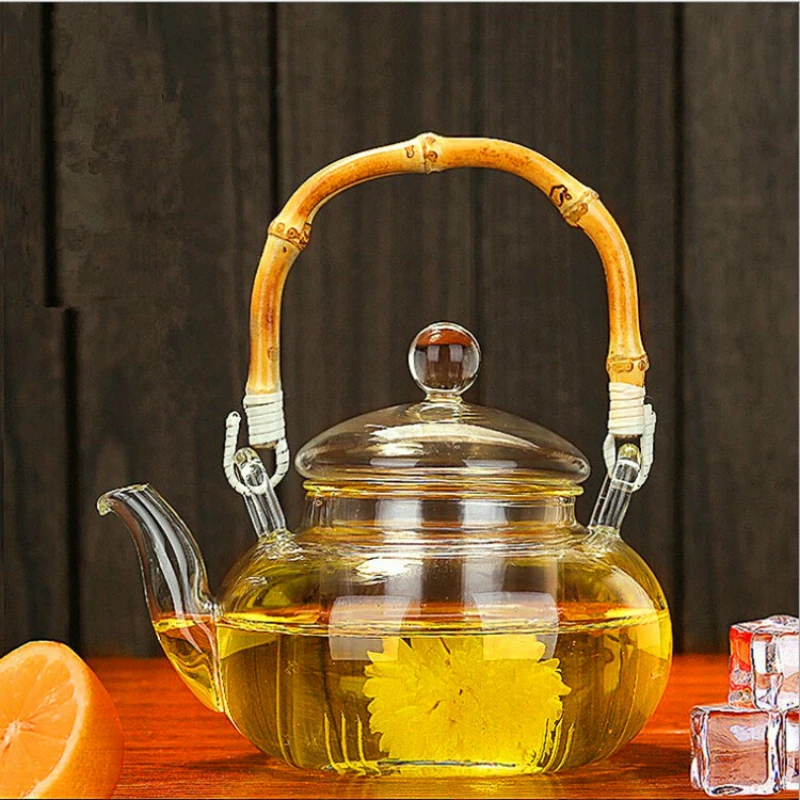 Creative heat resistant glass flower teapot Glass tea set Tea set
