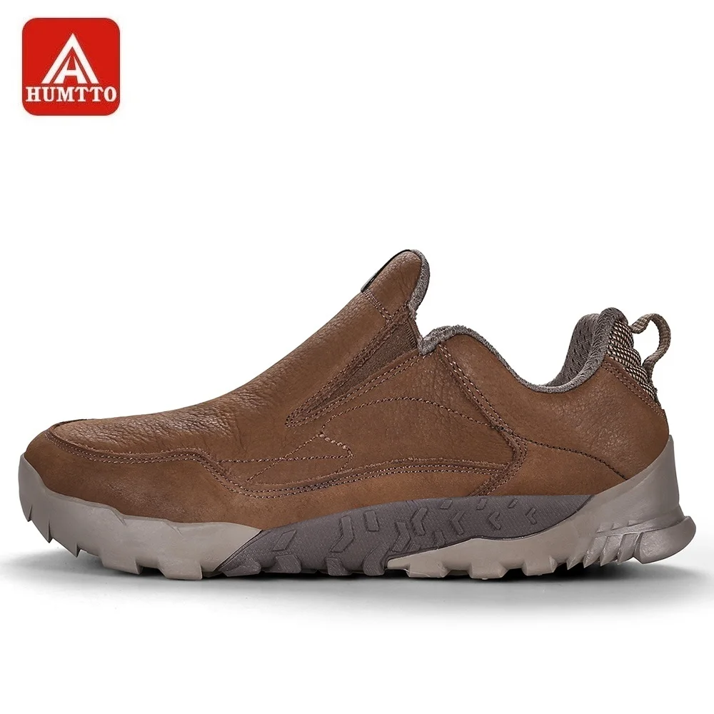 

HUMTTO Walking Shoes for Men Outdoor Elastic Wear-resistant Climbing Mountaineering Leather Sport Shoes Slip-On Sneakers