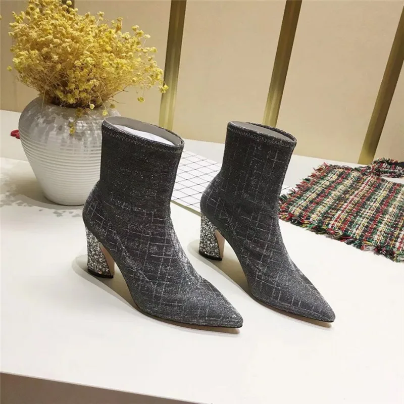 Invierno Cuadrado Moda Tobillo As Otoño Tacón Bling Mujeres Pic as Señora Zapatos Las Pic Botas Mujer Genuino De Nuevo Cuero Encaje Moto XUxqwv0O