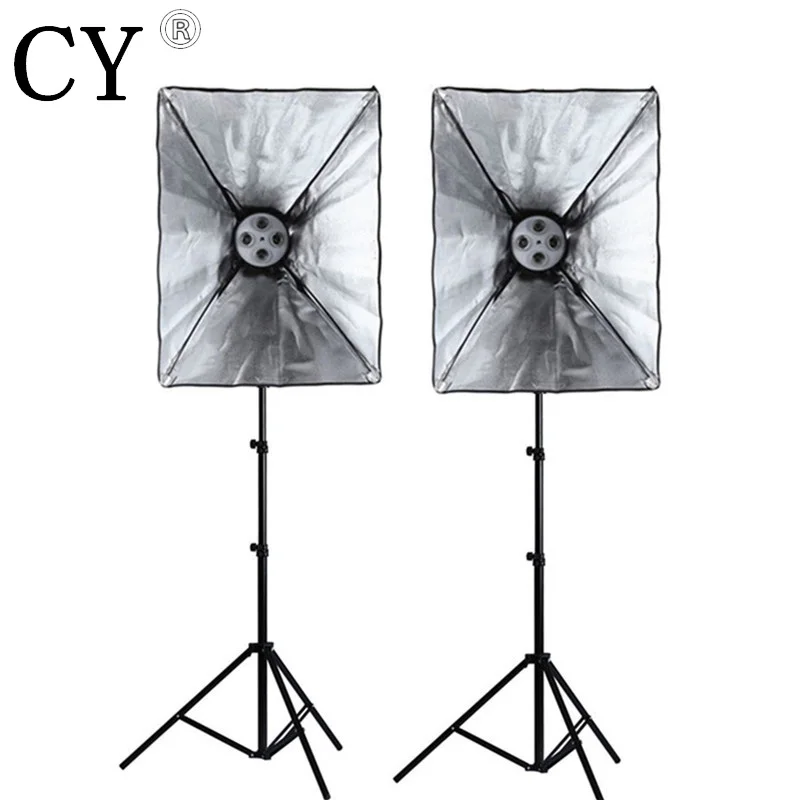 

Photo Studio Lighting Kit two 200cm Light Stand + two 110v 50*70cm SoftBox with 4 x E27 lamp holder Hot free shipping PSK14-US
