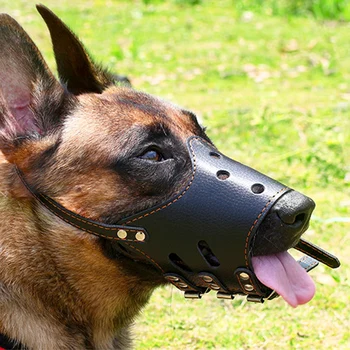 

Adjustable Breathable Mask PU Leather Pet Dog Muzzle Anti Bark Bite Chew Safety for Small Large Dogs Mouth Soft Muzzles Training