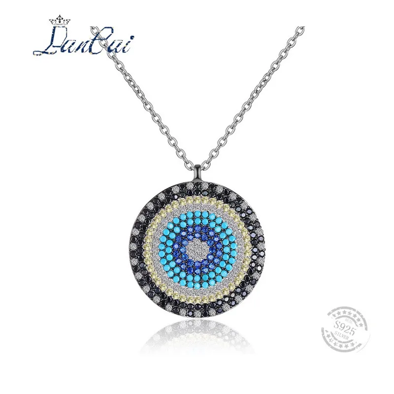 

LANCAI Fashion Manual 925 Sterling Silver Necklace Geometric Round Zircon Pendant Pendant Necklace for Women Fine Jewelry Gift