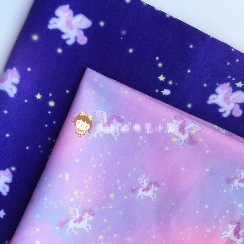 

100*140cm star unicorn girl Polyester Cotton Fabric For Sewing Fat Quilting Patchwork Doll baby Kids Bedding