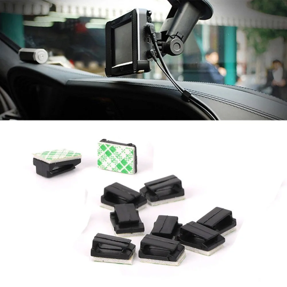 

eCos 10Pcs Car Self-adhesive Wires Fixed Clips Data Cord Tie Cable Mount