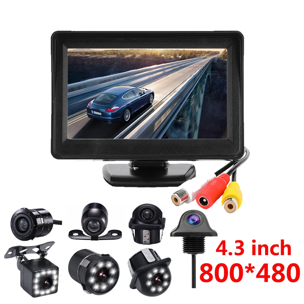

2 in1 TFT 4.3 Inch Auto TFT LCD Rearview Parking Monitor + LED Night Vision CCD Backup Rear View Camera With Car Monitors