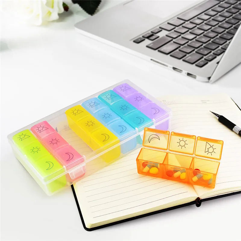 

Mini Pill Box Organizer Tablet Holder 21 days Slot Weekly Medicine Container Organizer Case For diet pills box