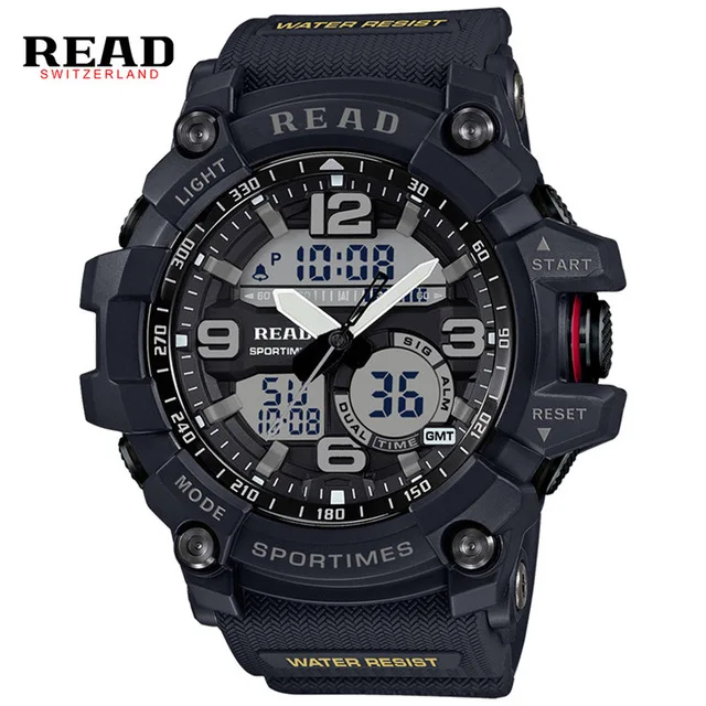 

READ Brand Men Sport Military Quartz Watches Men Round Dial Large Digital Scale LED Analog Wrist Watch Relogio militan 90001