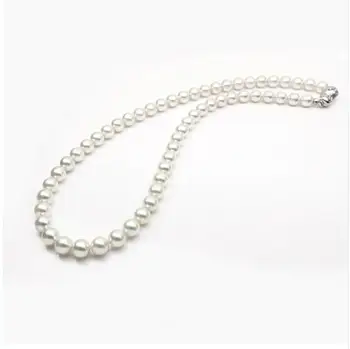 

AAA 7-7.5mm Round White Genuine Akoya Pearl Necklace 925 Silver Clasp