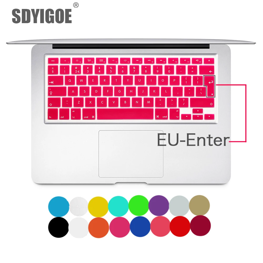 Чехол для клавиатуры ноутбука macbook air 13 pro 15 дюймов A1466 A1502 A1278 A1398 EU Силиконовая накладка для клавиатуры цветная защитная пленка