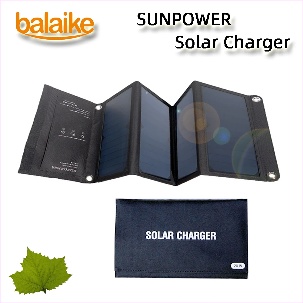 

Balaike SUNPOWER folding 28W 21W 15W Solar Cells Charger 5V Dual USB Output Devices Portable Solar Panels for Smartphones