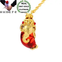 OMHXFC Европейская мода женская унисекс подарок на день рождения Павлин капли воды из опала 24KT настоящее золото Шарм Кулон PN259