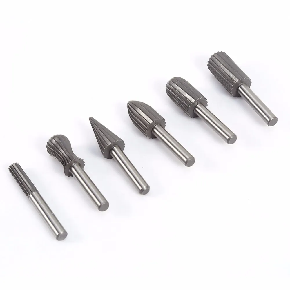 

6Pcs/set Rotary Files Burr Drill Rotary Rasp Shank Diameter 6mm 1/4"Used In Metal Plastic Wood Soft Metal Grinding Wholesale
