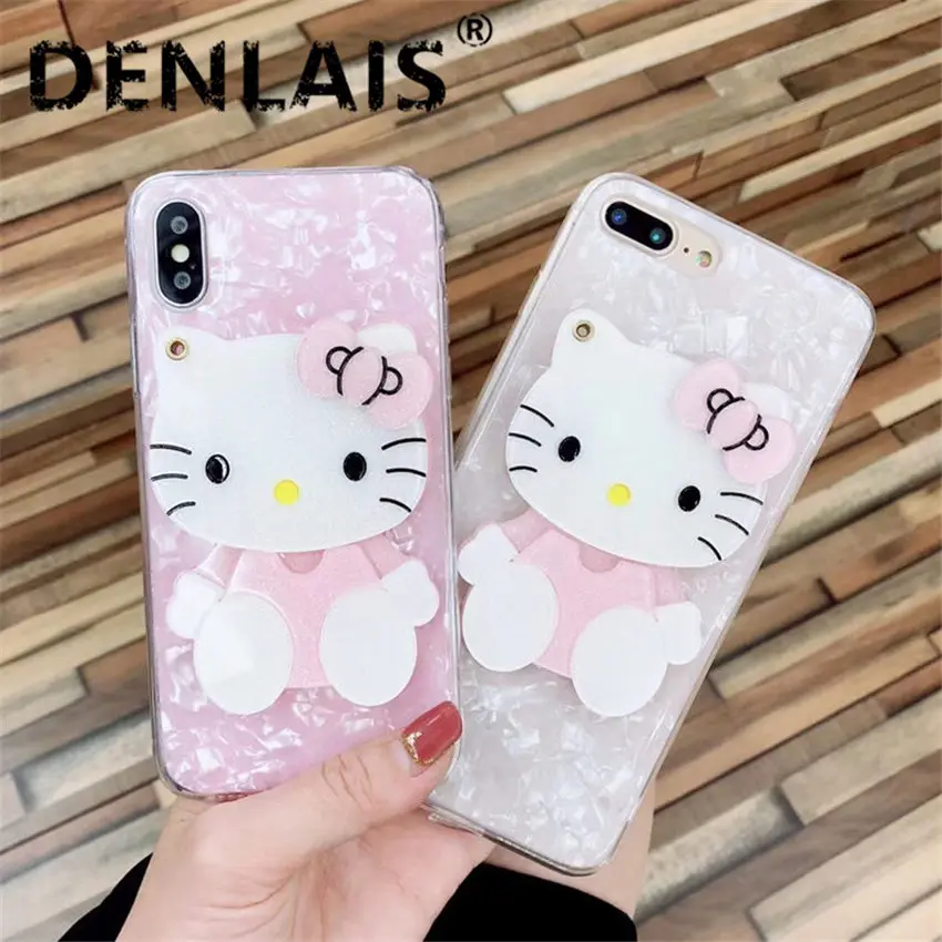 

Cute Mirror Cartoon 3D Hello Kitty Glitter Shell Silicone Phone Case For Samsung Galaxy S10 S7 Edge S8 S8Plus S9 S9Plus Note 8 9