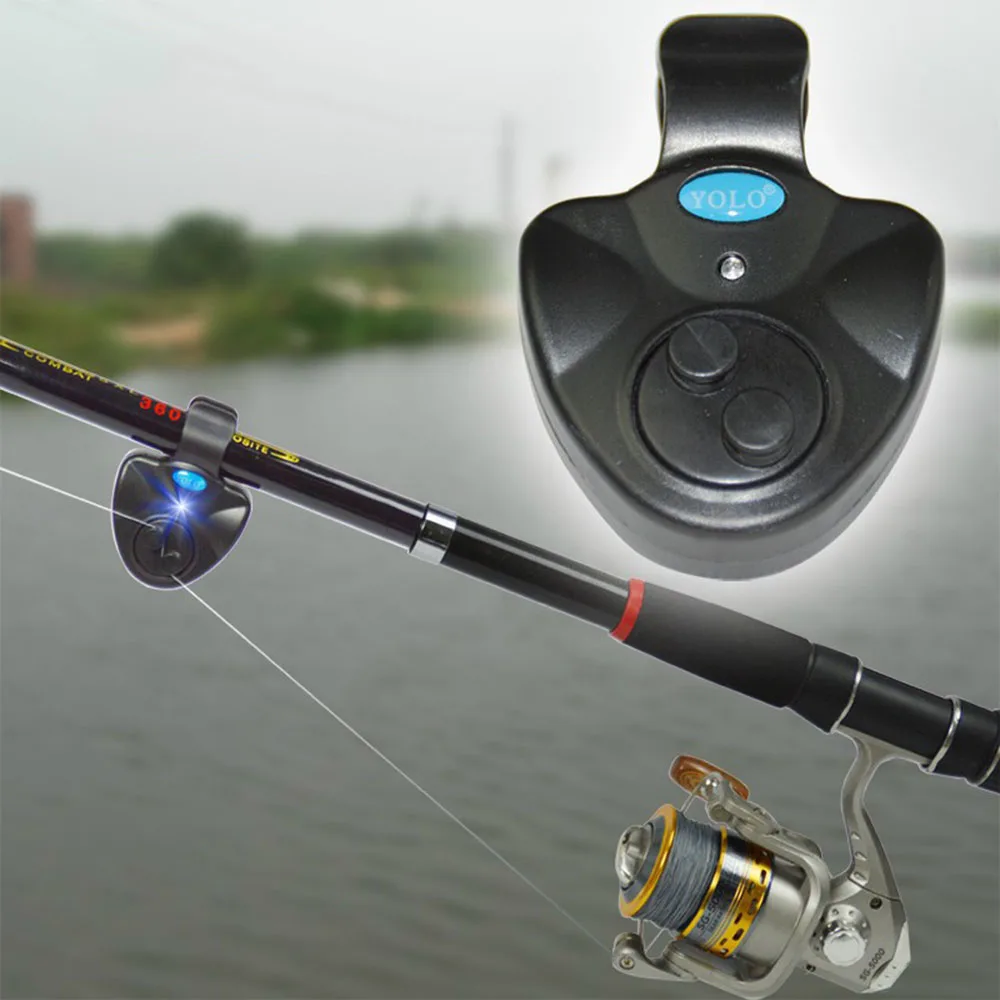 

Black Mini LED Light Alert Bell Fishing Rod LED Sensitive Mat Fishing Accessories Electronic Fish Bite Sound Alarm