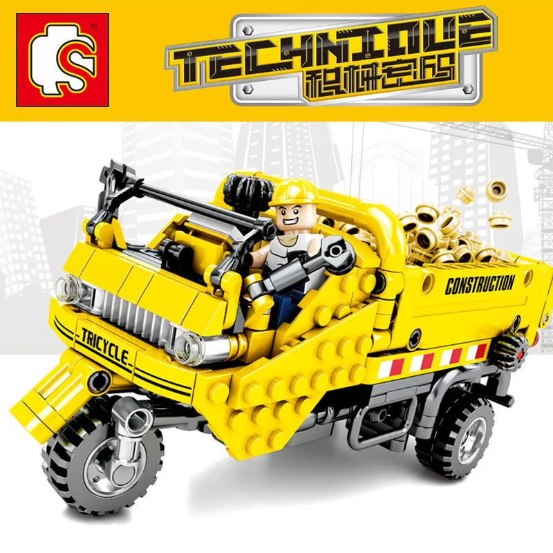 491PCS Technic Series Tricycle Earthmoving Vehicle Building Blocks For Children Toys Compatible Legoings Bricks Toys Gifts