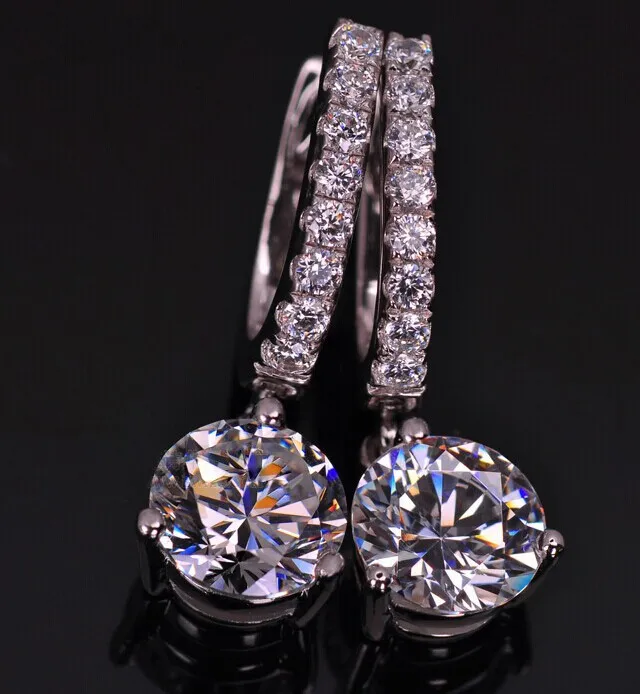 Круглые проложенные серьги, 1 карат/шт, милые бриллиантовые серьги для женщин, свадебные серьги из стерлингового серебра, ювелирные изделия