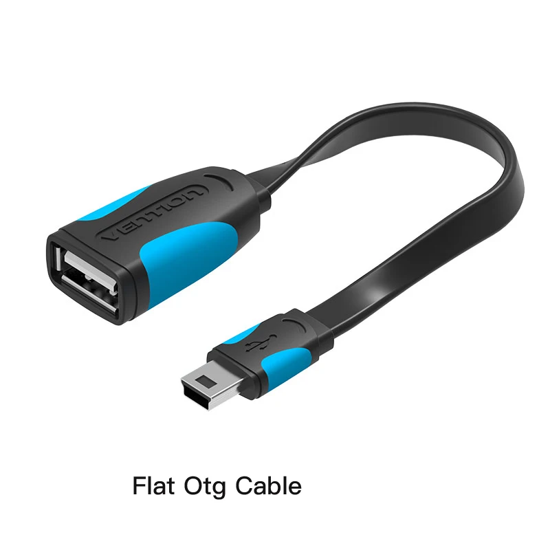 Vention Mini USB OTG кабель 0,1 м 0,25 м Папа Mini USB к женскому USB OTG адаптер для gps камеры мобильного телефона планшета U диск мыши - Цвет: Flat Black