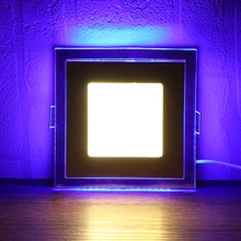 15 Вт светодиодные утопленный квадратный Форма двойной Цвет светодиодный Панель светло-голубой и белый светильник переменного тока 100-245 V теплый белый
