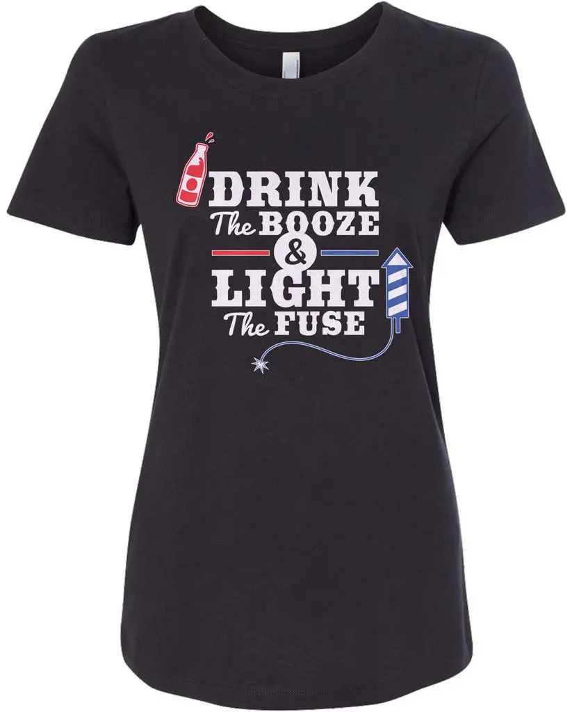 Women's Drink The Booze Light Fuse T-shirt Party 2017 Kawaii Cotton T Shirt Women Harajuku Brand Tops Hiphop | Женская одежда