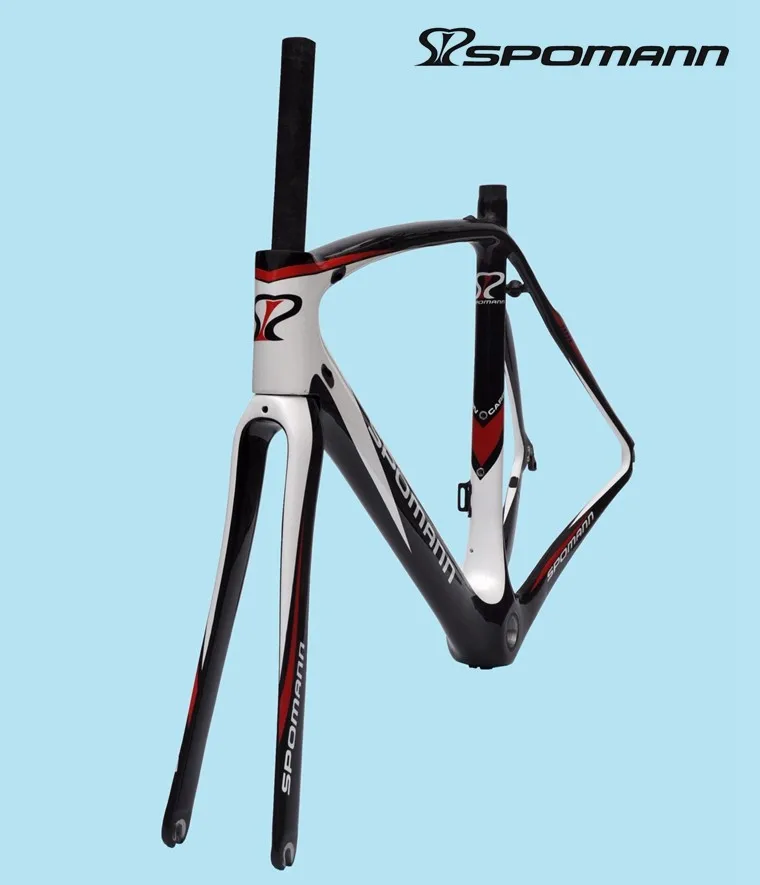 Discount SPOMANN 700C Carbon Fiber Road Bike Frame 51CM UD Glossy Frame Road Bicycle Frame+Fork Ultra-Light Cadre Velo Carbone Route 2017 7