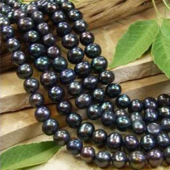 

Elegant 10-11MM Black Akoya Pearl Loose Beads Loose Beads Jewelry Semi-finished Necklace Natural Stone 15inch Wholesale
