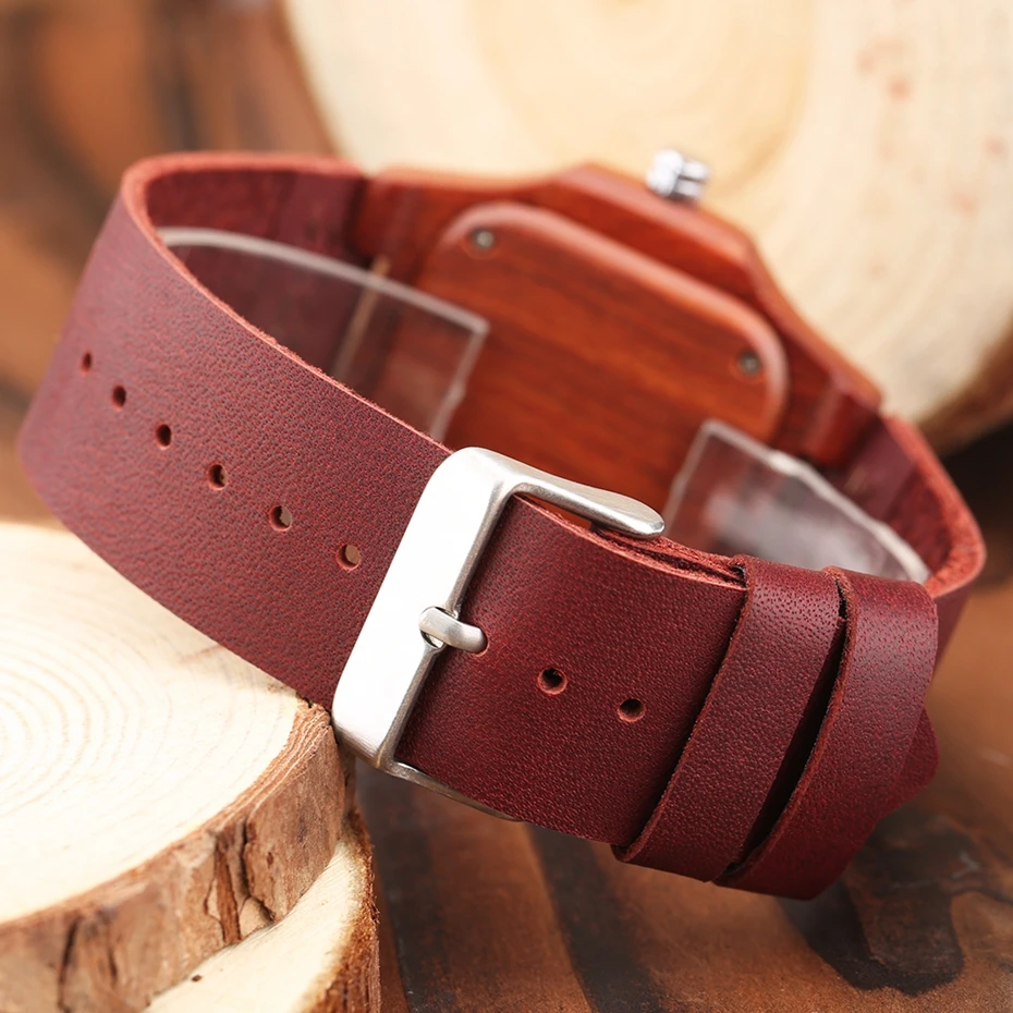 Men Women Wooden Watch Creative Round Shape Dial Light Wood Case Genuine Leather Band Bamboo Wood Clock Male Reloj de madera TOP 2017 (45)