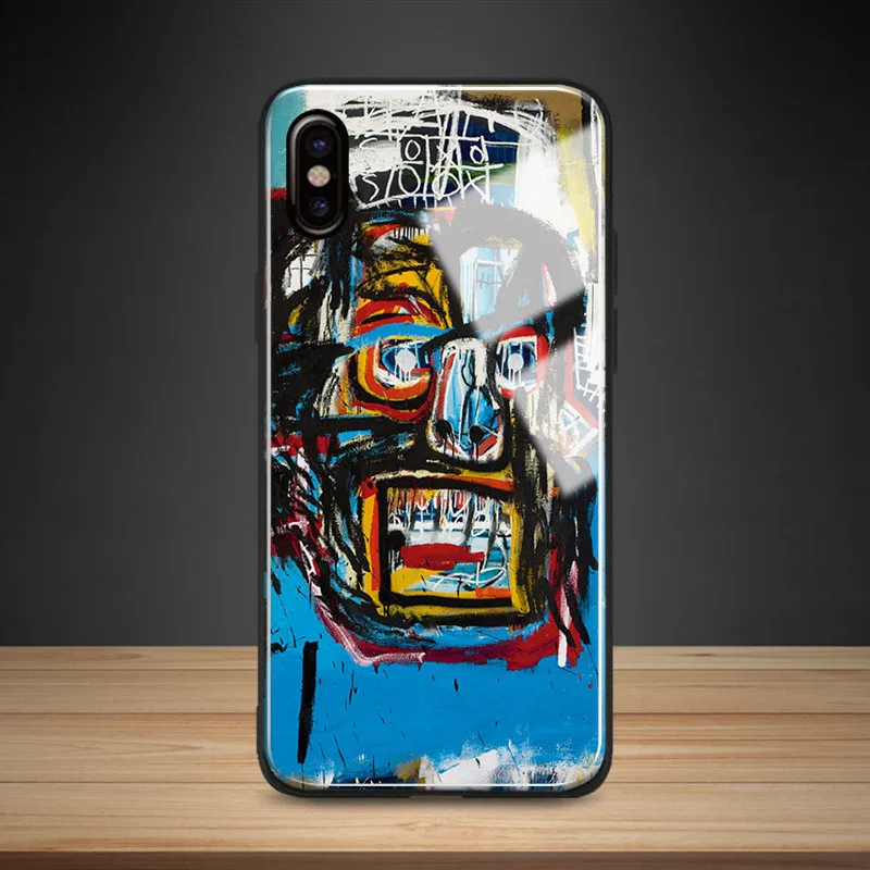 Jean Michel Basquiat Street graffiti Tempered Glass Soft Silicone Phone