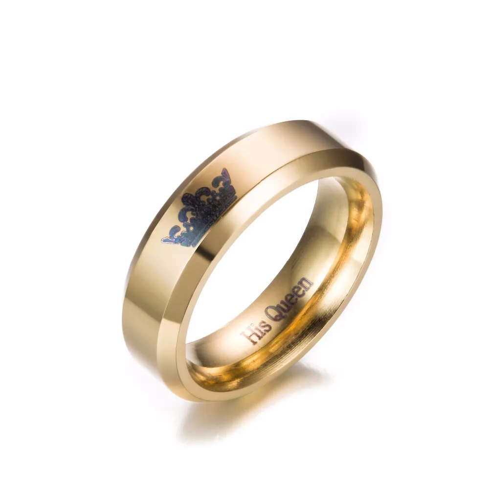 Stainless Steel Couple Ring Her King and His Queen Wedding Rings for Lovers