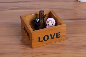 

1PC Zakka Mini square wooden flowerpot Vintage Handmade Wooden shavings fleshy wooden storage box JL 0930