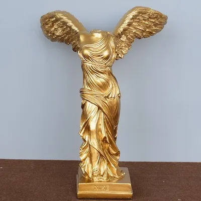 Древняя греческая статуя богини Виктории, Европейский орнамент из смолы, скульптура персонажа, ремесла, домашний офис, украшение для рабочего стола, статуэтка - Цвет: Золотой