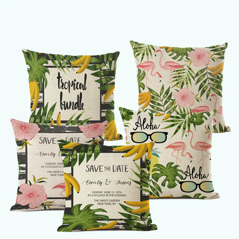 

Fashionable African Botanical Painting Home Art Decoration Sofa Pillow-throwing Cover, Cotton and Hemp Cushion Cover 45x45cm