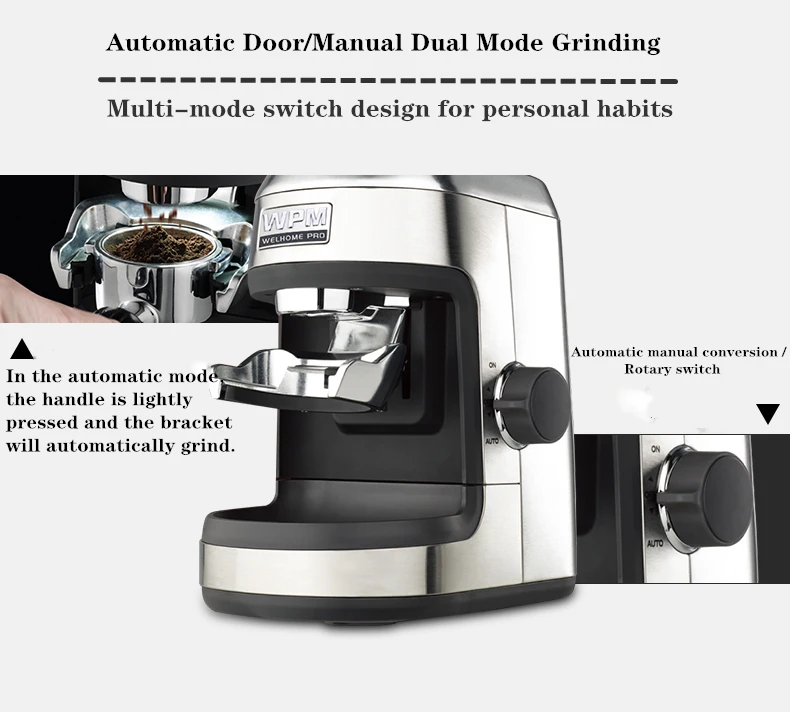 Кофемолка эспрессо коническая Кофемолка ZD-17 WPM-PRO лампу светодиодный кофе мельница широкий спектр измельчения настройки металла