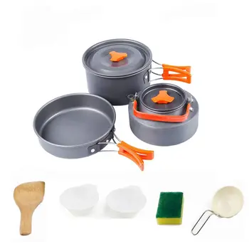 

New Camping Pot, Pot Set, 2-3 Person Outdoor Kettle, Cookware Eight Piece Set.