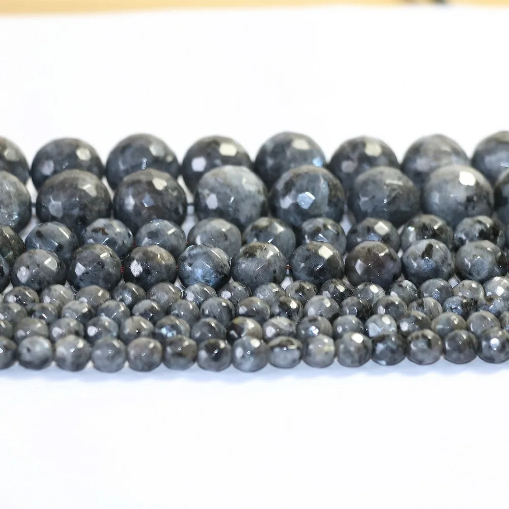 Natural Black labradorite 14mm faceted round Jewellery More Size Loose beads 15 inches A06-5