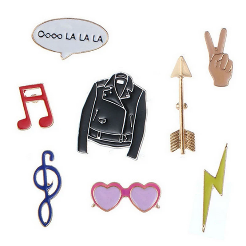 

1 pcs cartoon glasses arrow flash metal brooch button pins denim jacket pin decoration badge for clothes lapel pins