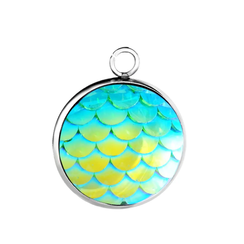 12 teile/los 14mm edelstahl Meerjungfrau Skala Charme Für Schmuck Machen DIY 12 farben fischschuppen Anhänger-schmucksachen