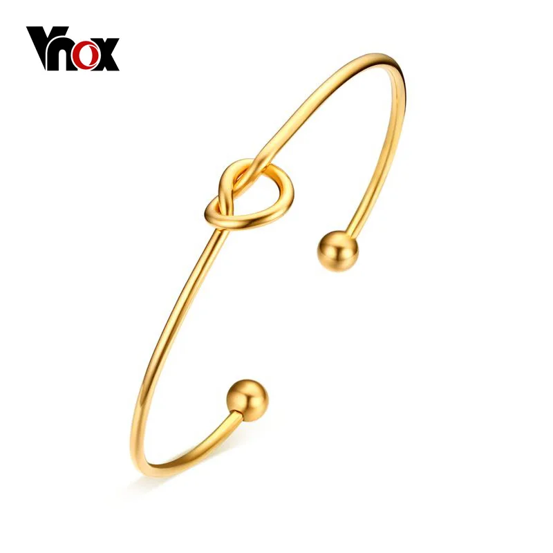 

Vnox Stylish Knot Cuff Stainless Steel Elegant Bracelets & Bangles Creative Women Fashion Jewelry Gold Color