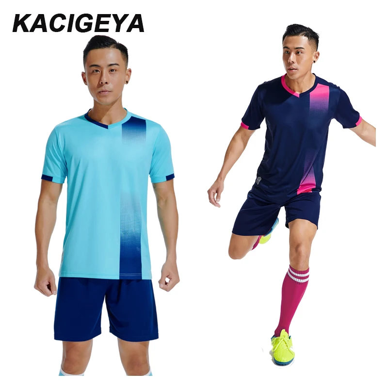 

Training Suits Football Can Customized Logo Mens Short Sleeve And Shorts Breathable Polyester Running Sets 2019 Men Sportswear