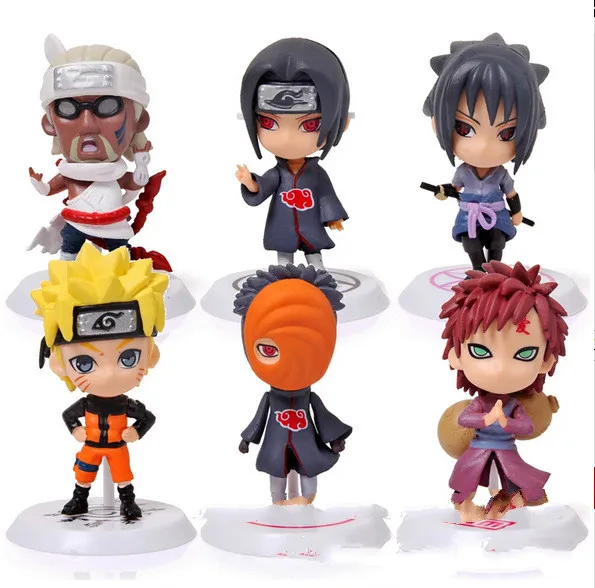 6 шт. Наруто Узумаки Uchiha SASUKE kakashi Сакура Гаара фигуры игрушки ПВХ куклы ~ 8 см