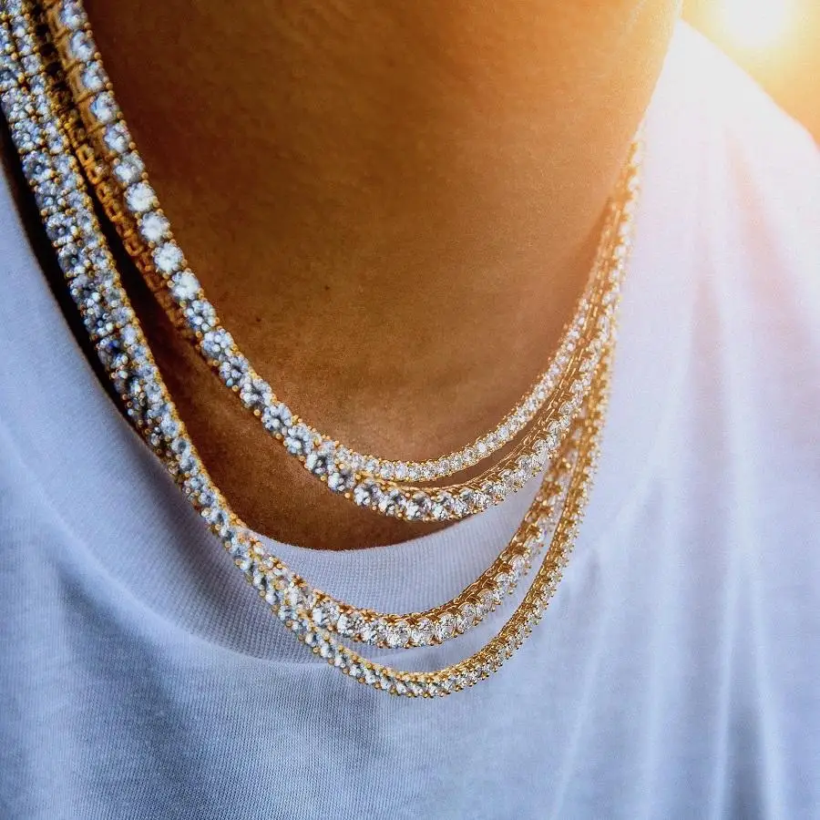 

hip hop bling 5mm AAA heart arrow cubic zirconia bling sparking wedding gift boy men Cool tennis long chain tennis cz necklace